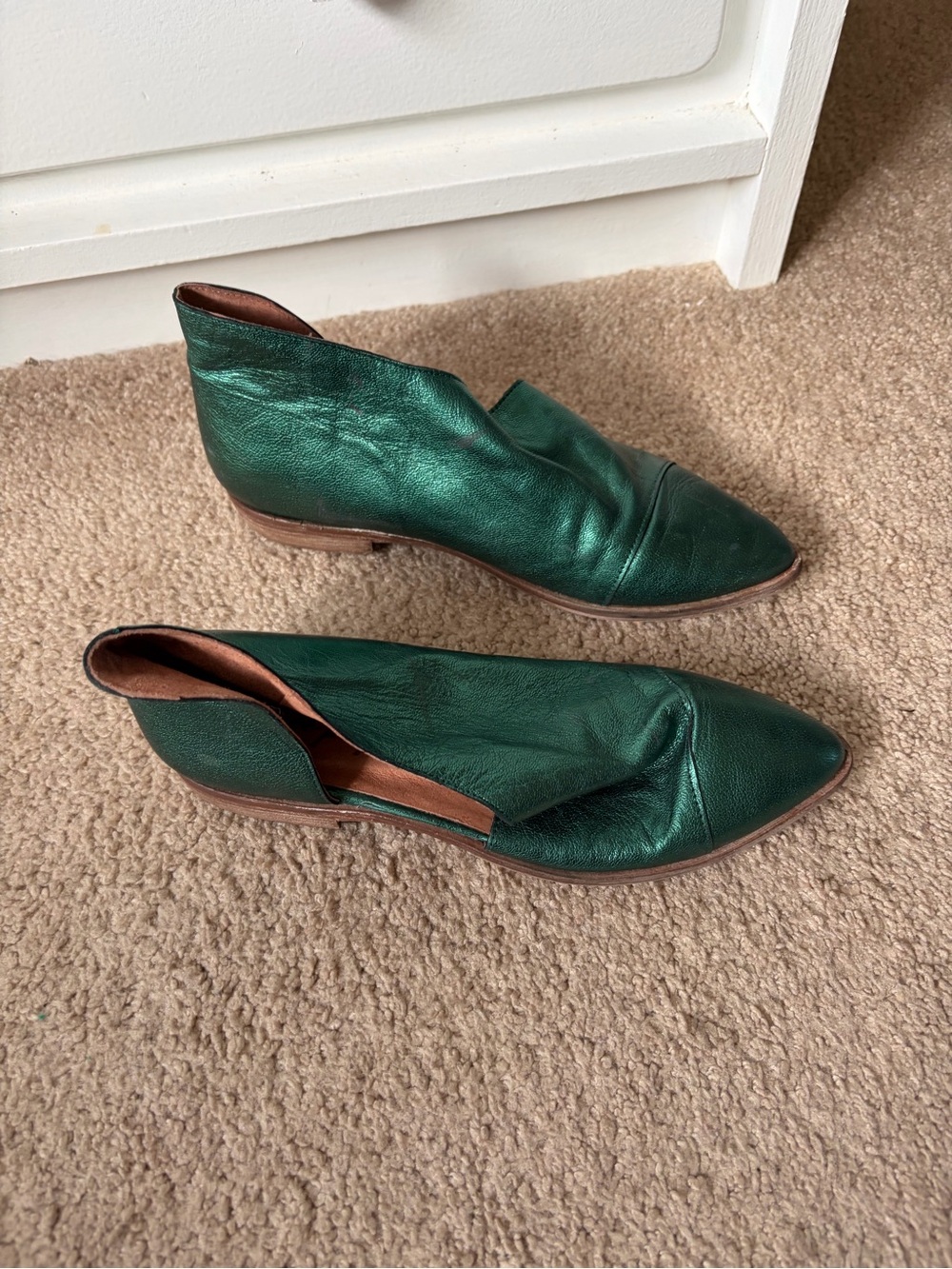 Free People Metallic Emerald Green Royale Flats